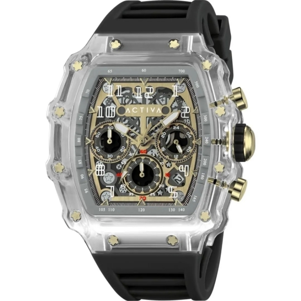 Activa Fury Tranparent Men's Watch Skeleton Dial 44.3mm Chronograph ACW2305-024